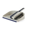 Dustpan and brush set with soft bristles, beige with blue trim, for indoor cleaning