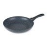 Black non-stick frying pan with speckled finish and ergonomic handle