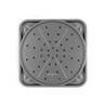Silver non-stick pizza tray with holes and matching baking tray, shown from above.