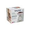 Salter mechanical kitchen scale in cream, retail box with product image and details.