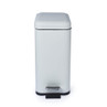 White rectangular pedal bin with soft-close lid, shown from the front.