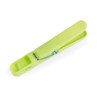 Green plastic clothes peg with metal spring, Beldray branding visible