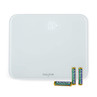 White Salter digital bathroom scale with batteries included, shown from above.
