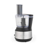 Black and silver Salter food processor with clear bowl, side view