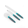 Set of 3 bottle cleaning brushes with grey and teal handles, assorted brush shapes