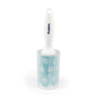 Blue pet hair lint roller with white Beldray handle, shown upright.