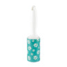 Pet hair remover lint roller with white paw prints on blue roll