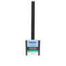 Black slimline silicone toilet brush with holder, shown front view, Beldray branding.