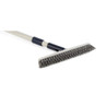 Grey stiff bristle broom with long handle for outdoor sweeping