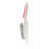 Cleaning brush with white handle, pink grip and edge, grey bristles