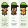 Infographic showing air fryer with three modes: VertiCook for four foods, Sync for two different foods, Match for cooking fries in both drawers.