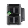 Black dual air fryer with PFAS free sticker, viewed from front
