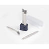 Set of white cleaning brushes with holder and case, suitable for household cleaning.