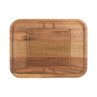 Wooden chopping board with meat grip and juice groove, shown from above