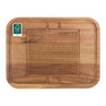 Large rectangular wooden carving board with juice groove and textured centre.