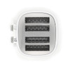 Top view of white 4-slice toaster, chrome finish, showing slots and controls