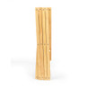Folded bamboo slatted stool, shown upright, light wood finish
