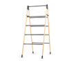 Folding bamboo and black metal clothes airer with four racks