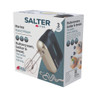 Salter Marino hand mixer retail box, showing product image and baking uses.
