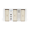 Set of 3 cream kitchen canisters for tea, coffee and sugar in retail packaging