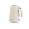 Cream electric kettle with chrome handle, side view