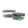 Set of two rectangular PFAS-free food storage containers with black lids