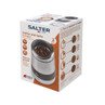 Salter coffee and spice grinder retail box showing stainless steel product and features