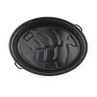 Black oval roasting pan, interior view, with handles and ribbed base