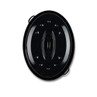 Black oval roasting tin with lid, shown top view
