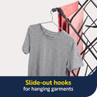 Clothes airer with slide-out hooks for hanging garments