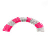 Pack of pink and grey plastic clothes pegs arranged in an arc, product image.