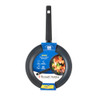 Russell Hobbs 24cm black non-stick fry pan in retail packaging, front view