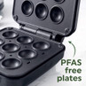 Open black mini snack maker with PFAS-free plates
