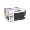 Retail packaging for Salter Toronto 20L digital microwave, matte black with wood effect accents.