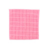 Pink textured microfibre cleaning cloth shown flat, square shape.