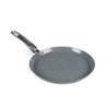 Grey non-stick pancake pan with speckled finish and ergonomic handle