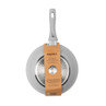 Grey non-stick frying pan, viewed from base, with Salter branded packaging sleeve