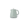 Sage green cordless electric kettle with ribbed body and handle, Salter logo on base