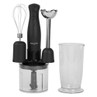 Black hand blender set with whisk, chopper bowl and measuring jug