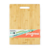 Large bamboo chopping board with Progress branding and carry handle