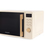 Cream microwave with wood-effect handle and dial, Salter branding on door