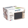 Salter Malmö digital microwave in stone colour, packaged in branded box.