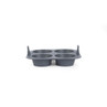 Grey silicone four-cup muffin tray shown from the side