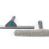 Window cleaning tool set with grey handle and microfibre sleeve on white background