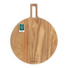 Round wooden chopping board with handle and FSC certification label