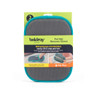 Pack of 2 grey pet hair remover gloves with turquoise trim for lifting hair from fabrics