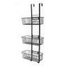Black three-tier over door hanging storage basket rack