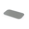 Grey silicone rectangular drying mat with honeycomb texture, shown angled on white background