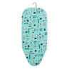 Green clothes cover with sewing-themed pattern, including scissors, thread, and buttons