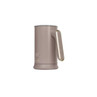 Milk frother in matte brown with angled handle, side view